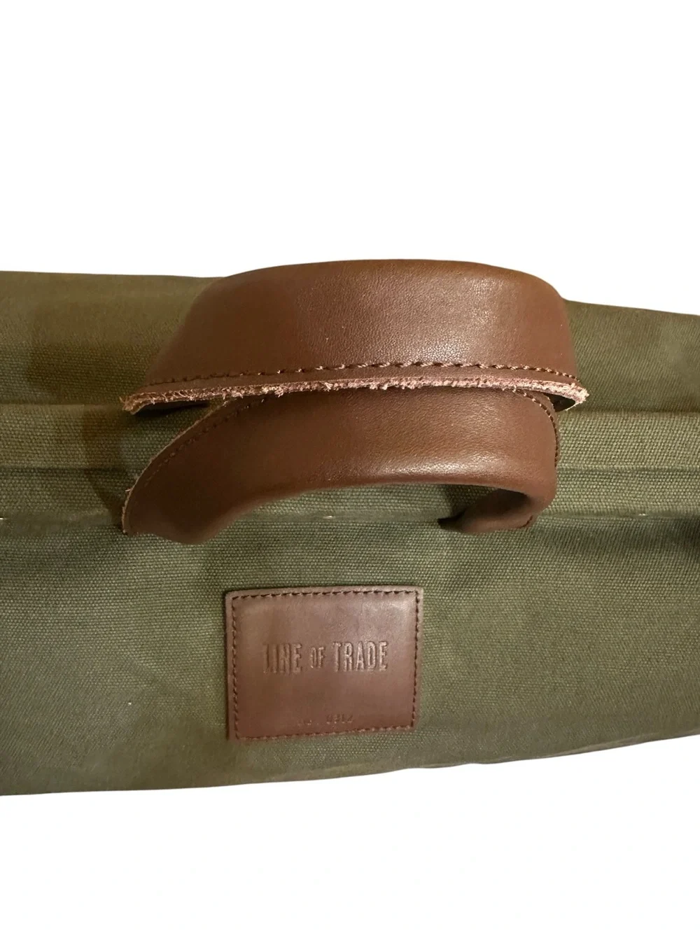 Line of Trade Olive Canvas Duffel Bag with Brown Leather Trim NWOT